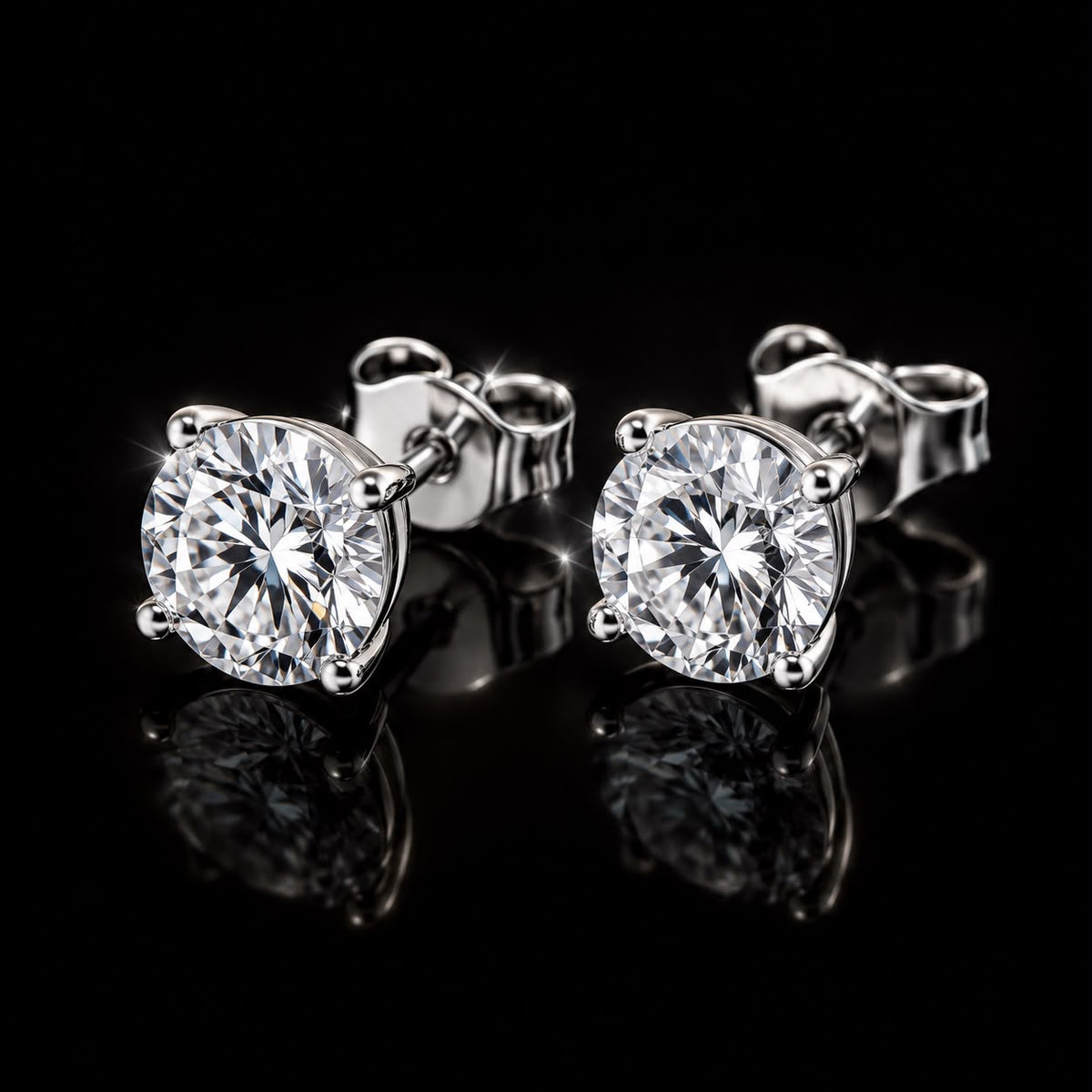 Classic Round Solitaire Stud Earrings