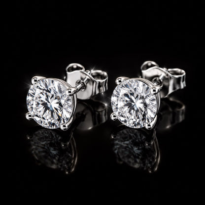 Classic Round Solitaire Stud Earrings