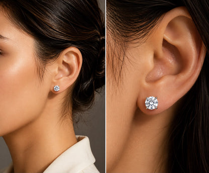 Classic Round Solitaire Stud Earrings